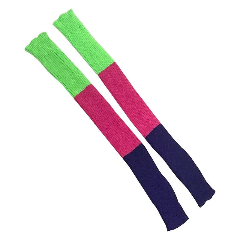 Color Block Ribbed Leg Warmers with Long Stirrup Shape
