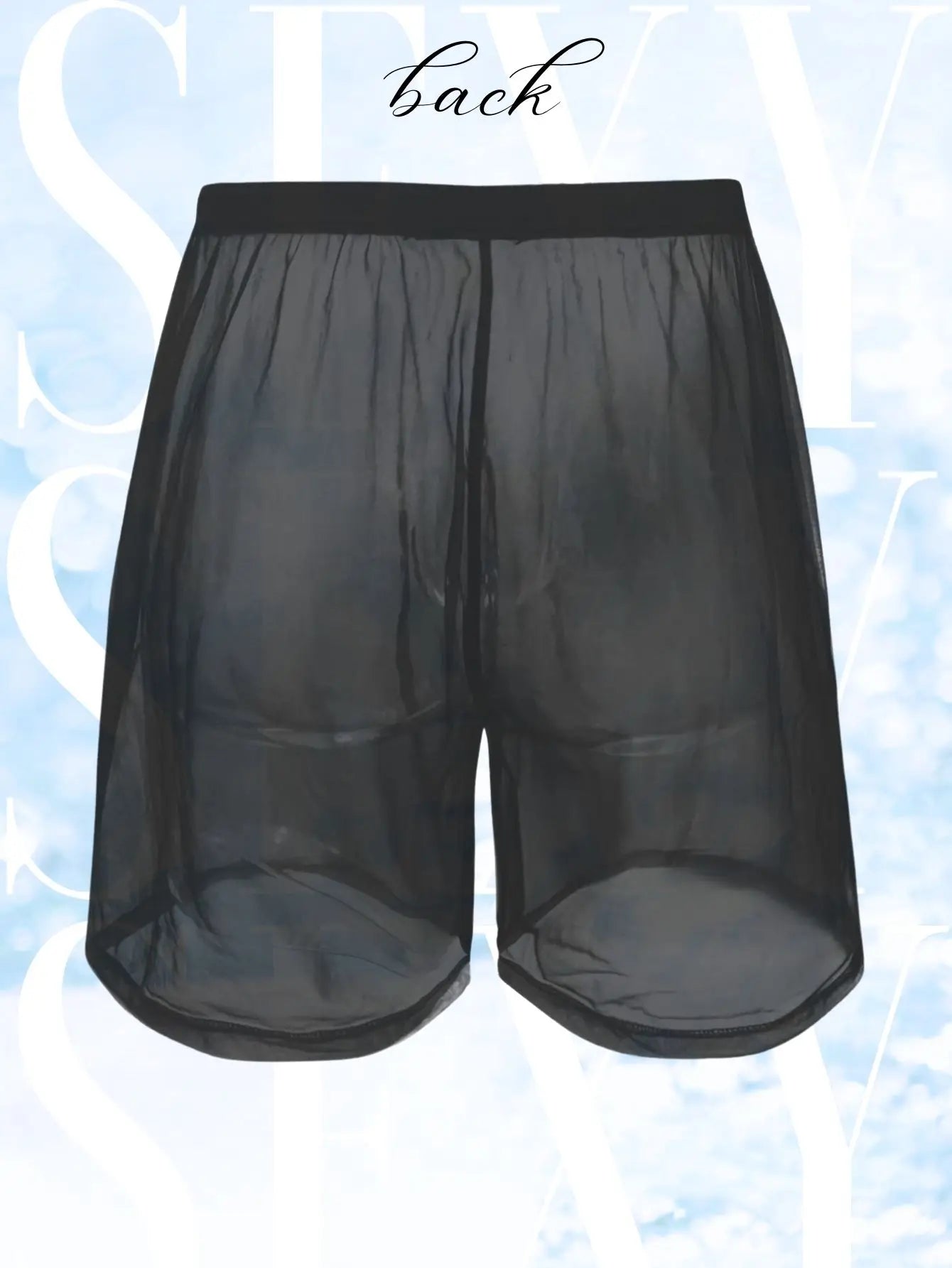 Men's Sheer Elastic Waist Straight Hem Short Lounge Sleep Shorts