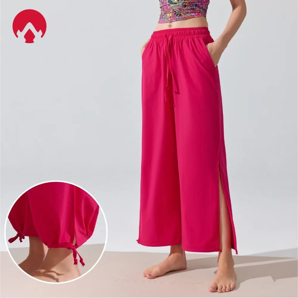 Women's High Waist Workout Pants with Wide Harem Legs and Cuffed Ankles