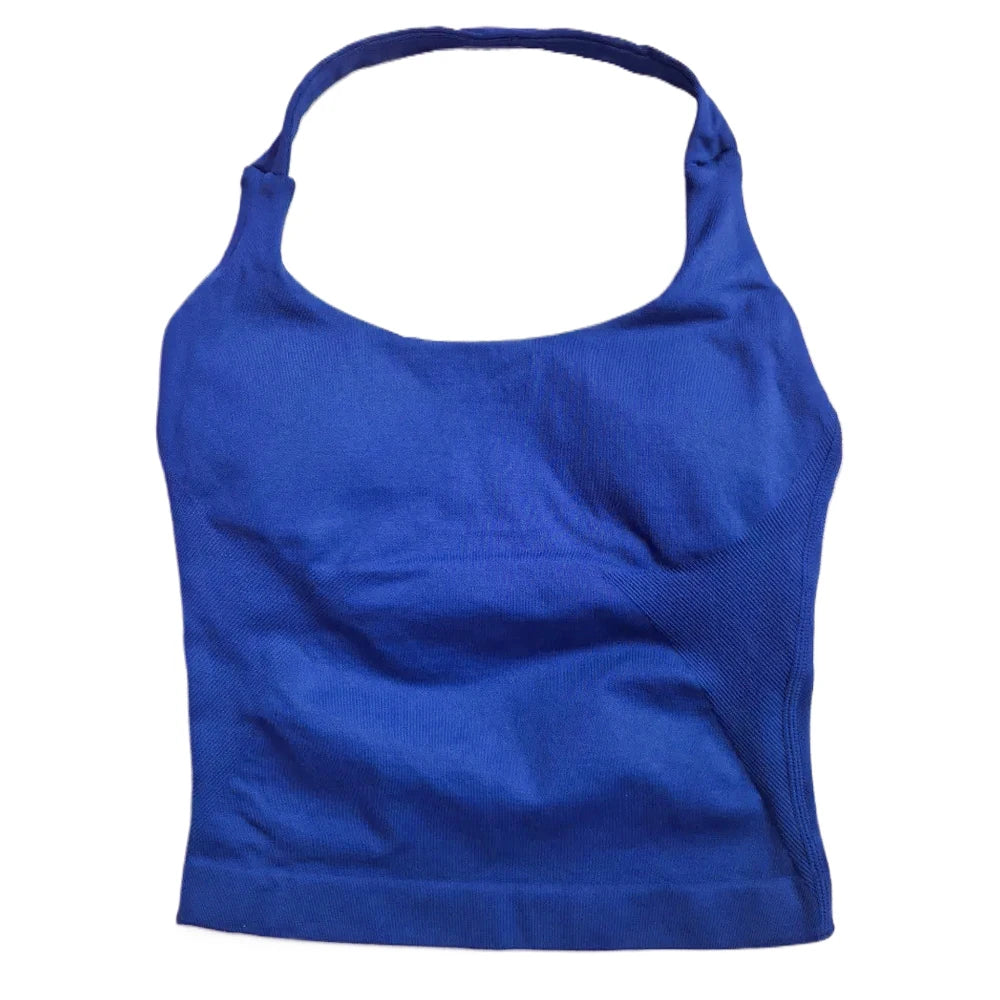 Women's Halter Neck Fitted Longline Tank Top For Workout Outfits