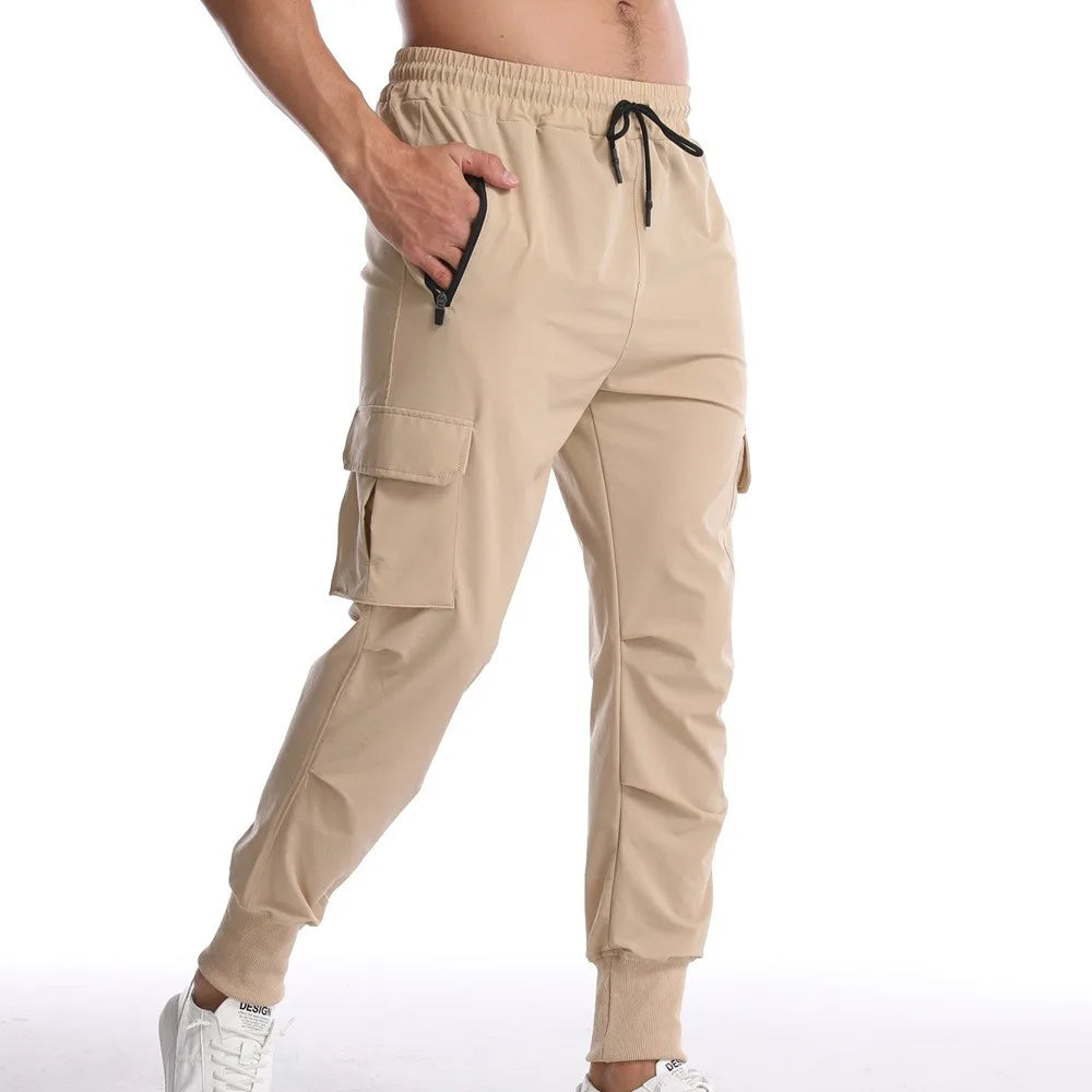 Men's Multi Pocket Drawstring Waist Casual Cargo Pants