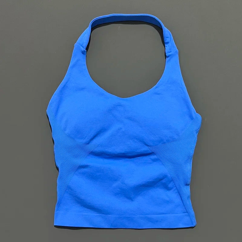 Women's Halter Neck Longline Fitted Tank Top For Workout Outfits
