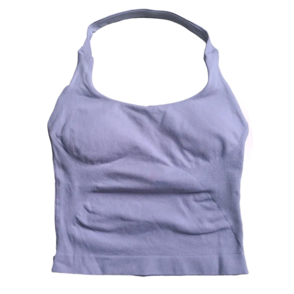 Women's Halter Neck Fitted Longline Tank Top For Workout Outfits