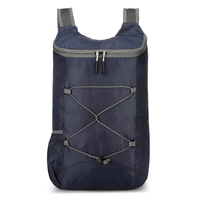 Foldable Travel Backpack with Front Cord Detail and Side Pockets