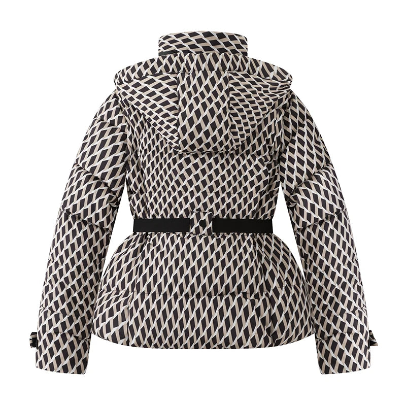 Women's Belted Hooded Quilted Jacket for Layered Outfits
