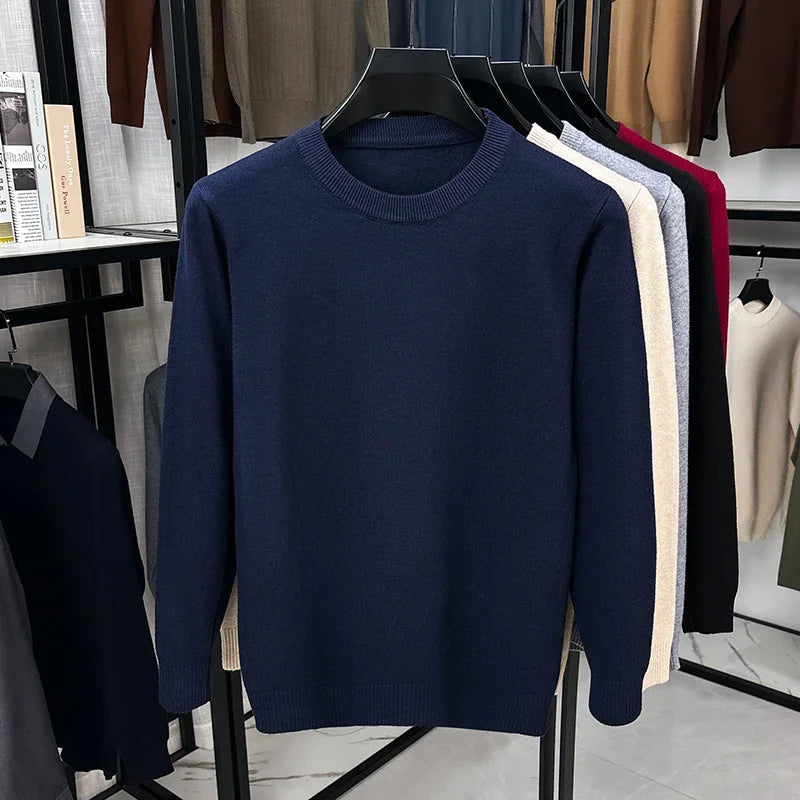 Men's Plain Crew Neck Long Sleeve Knit Sweater