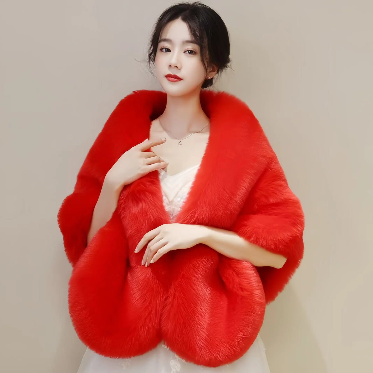 Plush Cross Front Wrap Cape for Layering over Outfits