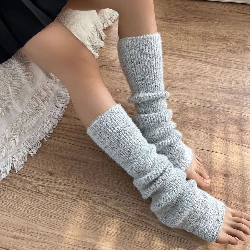 Solid Knit Calf Leg Warmers with Slouchy Shape