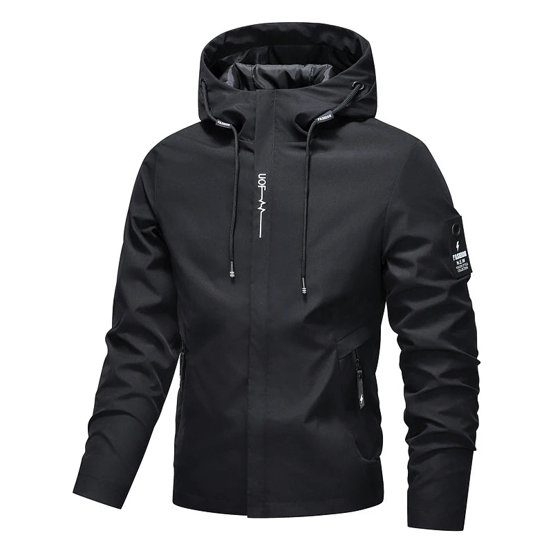 Hooded Long Sleeve Full Zip Outdoor Hiking Jacket with Pockets