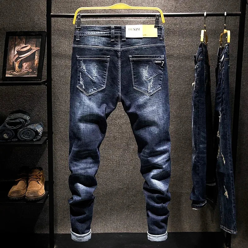 Men's Distressed Slim Fit Denim Jeans for Casual Everyday Wear