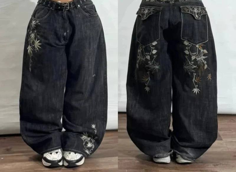 Women's Cargo Wide Leg Pocket Denim Jeans For Everyday Outfits