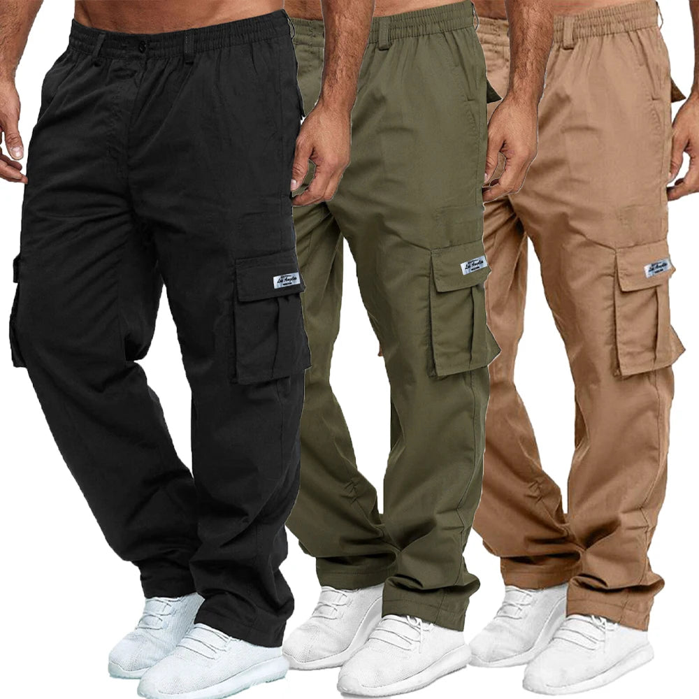 Men's Multi Pocket Elastic Waist Casual Cargo Pants