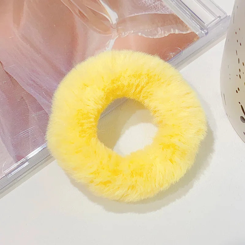 Fluffy Faux Fur Scrunchie Hair Band with Thick and Thin Options