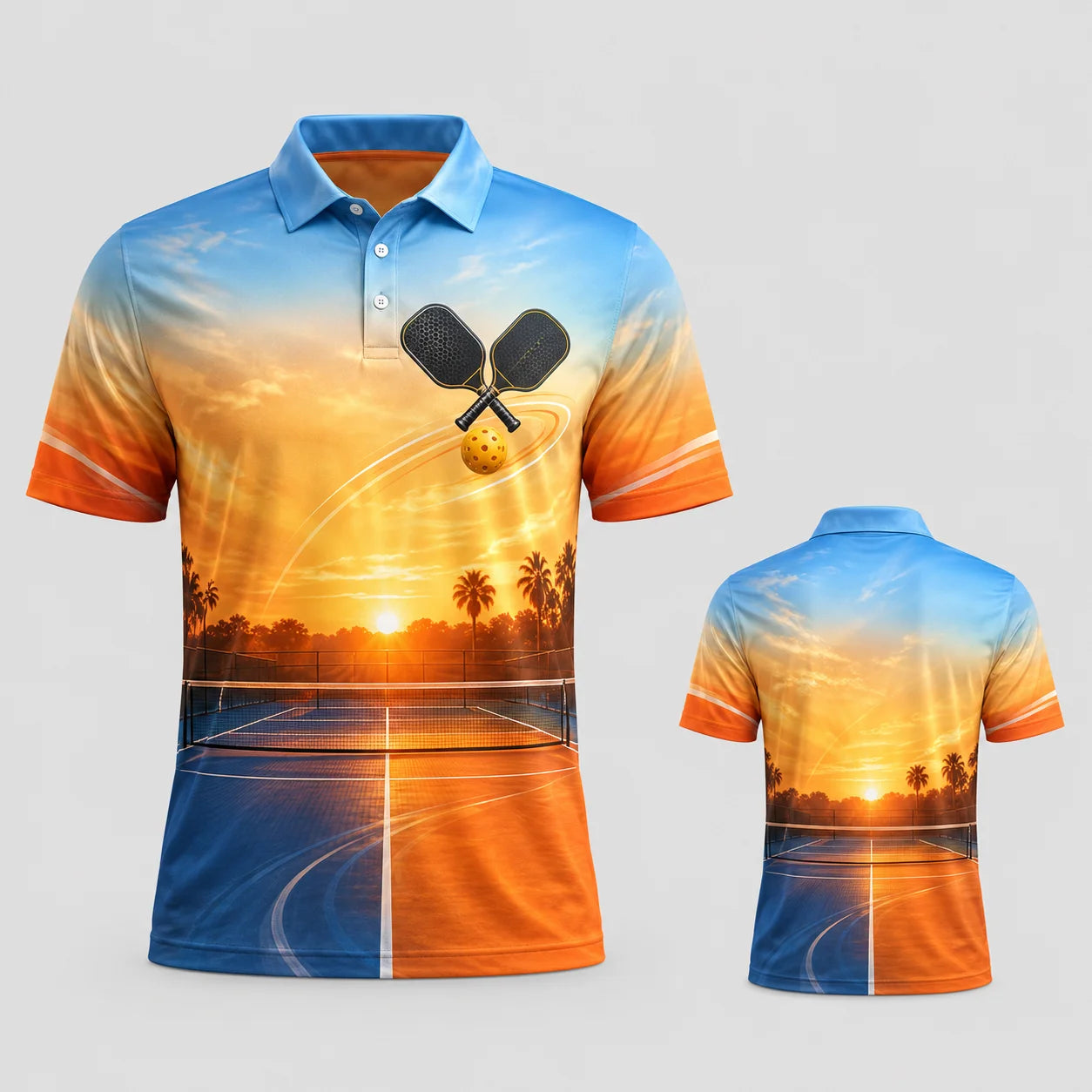 Pickleball Graphic Short Sleeve Collared Polo Shirt for Casual Wear