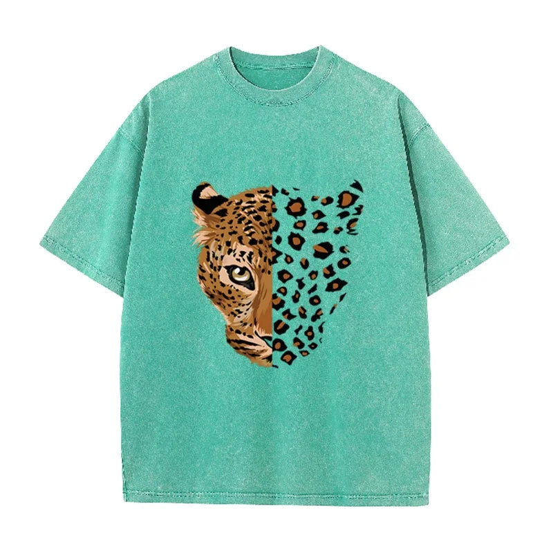 Vintage Purple Leopard Graphic T Shirt Animal Print Acid Wash Oversized Tee