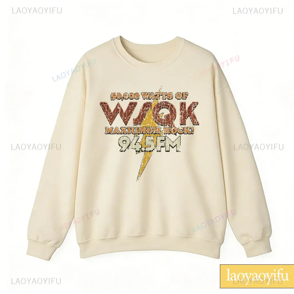 Radio Graphic Long Sleeve Pullover Casual Sweatshirt for Layering