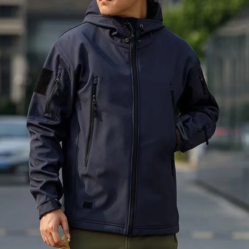 Men's Hooded Multi-Pocket Softshell Jacket