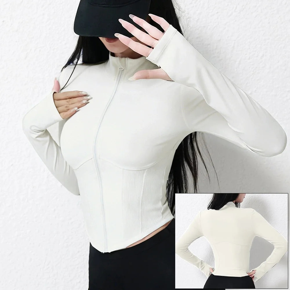 Women's Stand-Collar Zip-Front Workout Jacket
