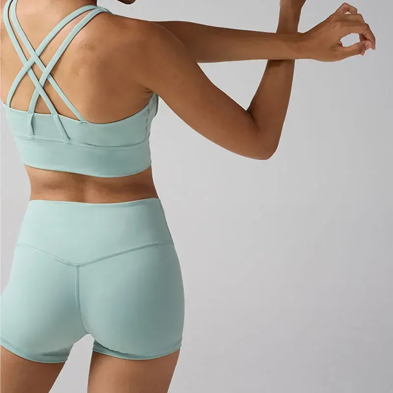 Women's High Waist Nylon Blend Shorts for Yoga and Fitness