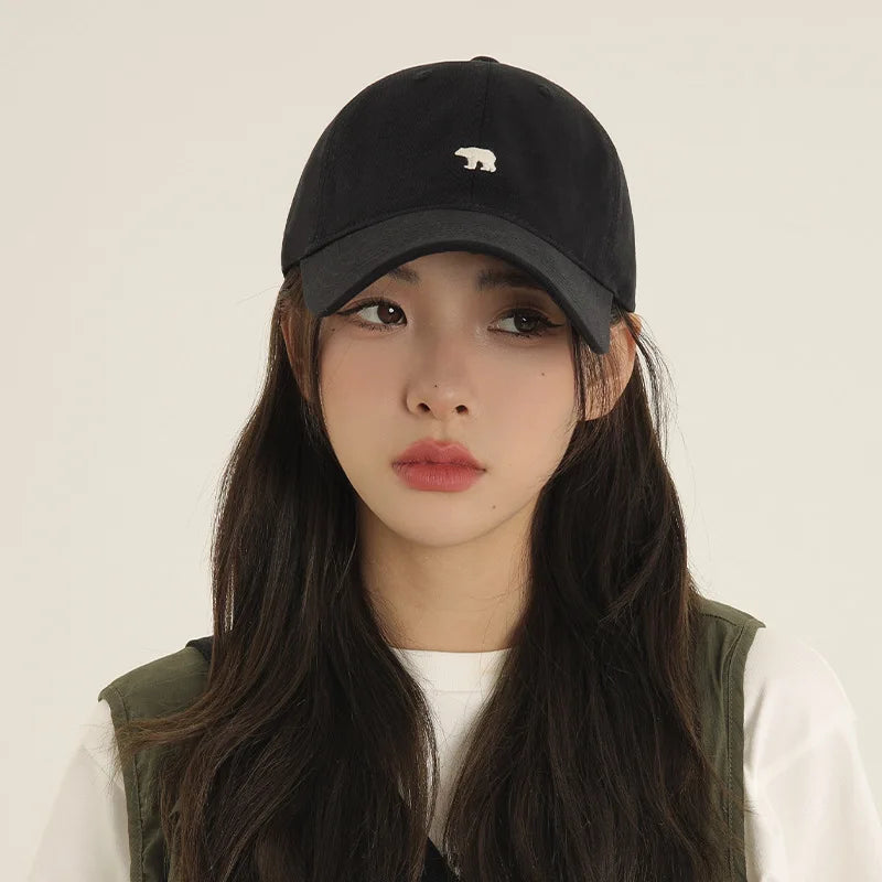 Bear Embroidered Baseball Cap with Adjustable Back Strap