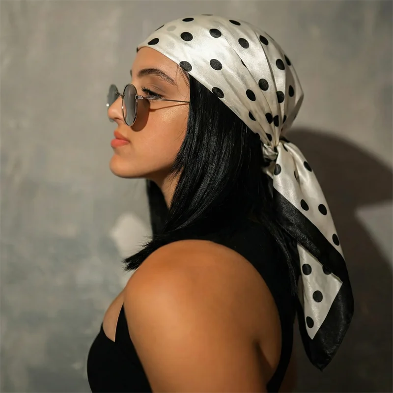 Polka Dot Square Scarf for Hair and Neck Styling