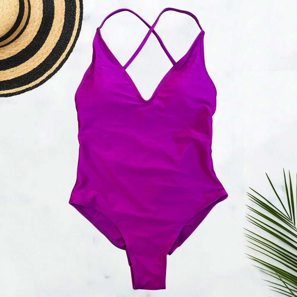 Plus Size Solid One-Piece Swimsuit