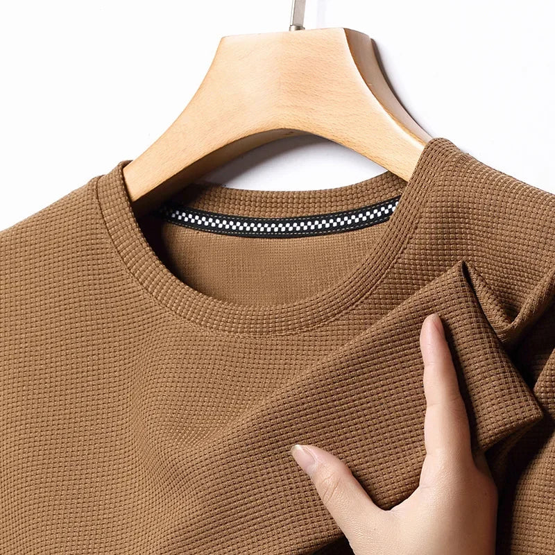 Men’s Waffle-Texture Crew-Neck T-Shirt