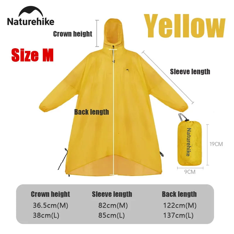 Hooded Outdoor Rain Poncho with Extended Hem and Sleeves