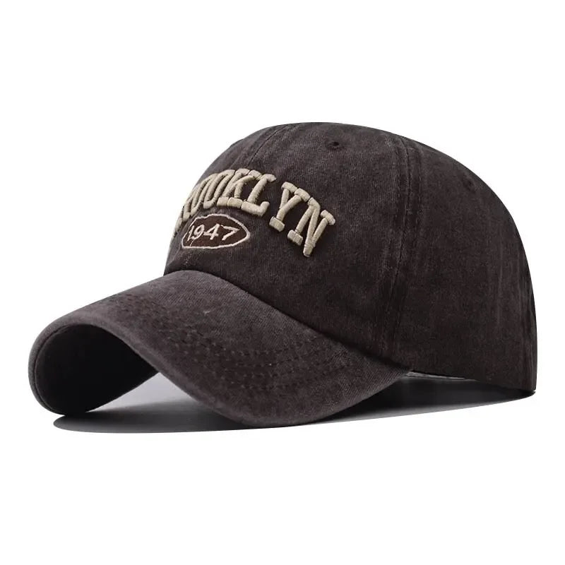 Letter Embroidered Washed Look Baseball Cap with Adjustable Back