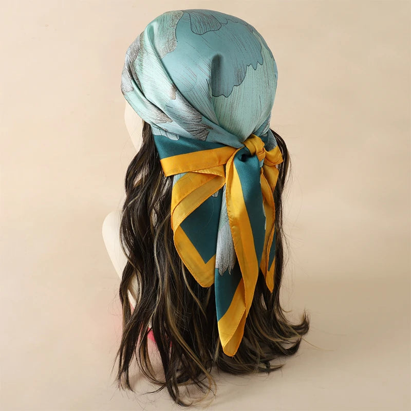 Floral Print Square Scarf for Head and Neck Styling