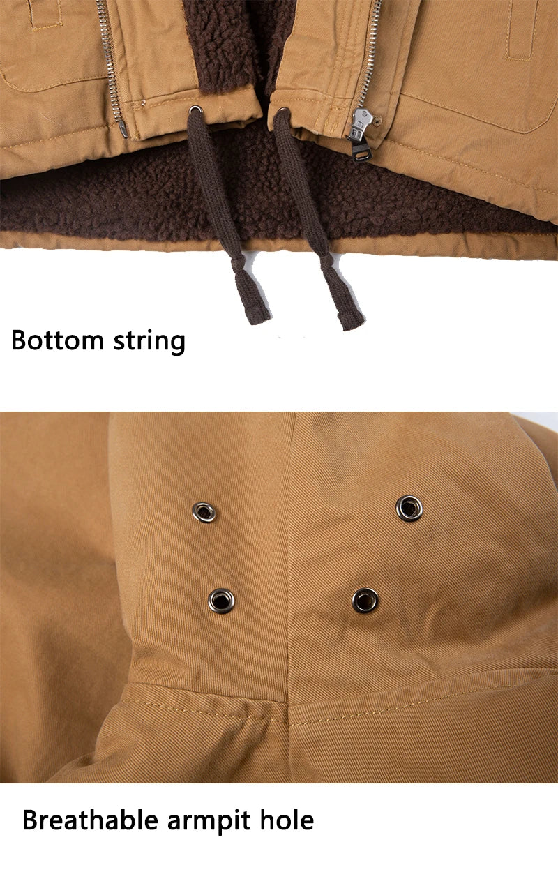 High quality vintage USN WW2 USMC thick sherpa fleece winter clothes khaki military work blank Winter N1 deck jacket for men