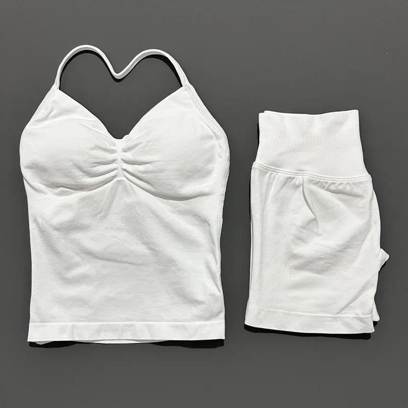 Women's Halter Tank And Shorts Yoga Set For Workout Outfits