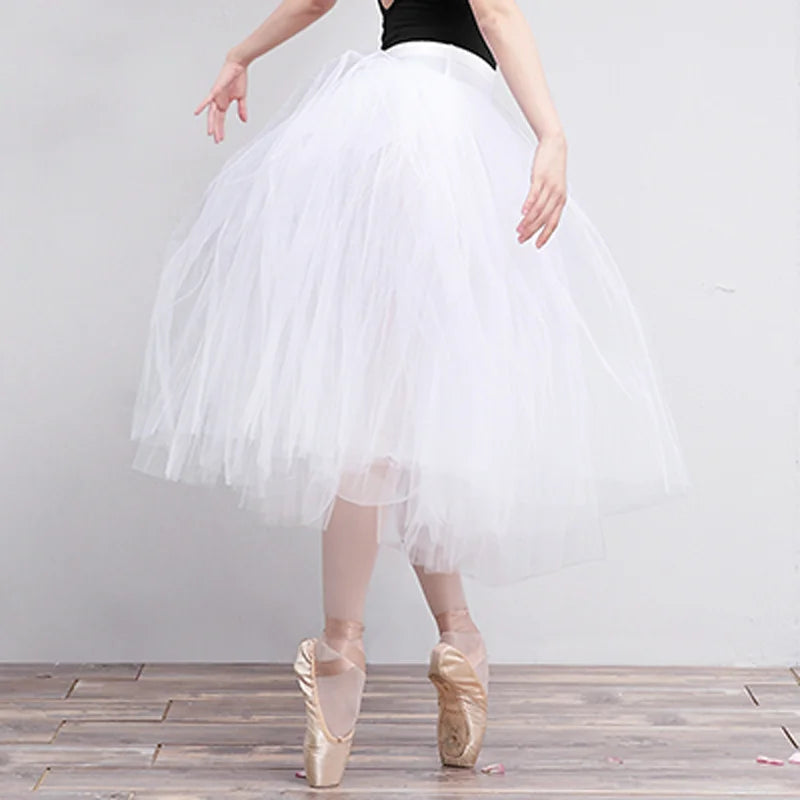 White Ballet Tutu Skirt with Elastic Waist and Attached Briefs