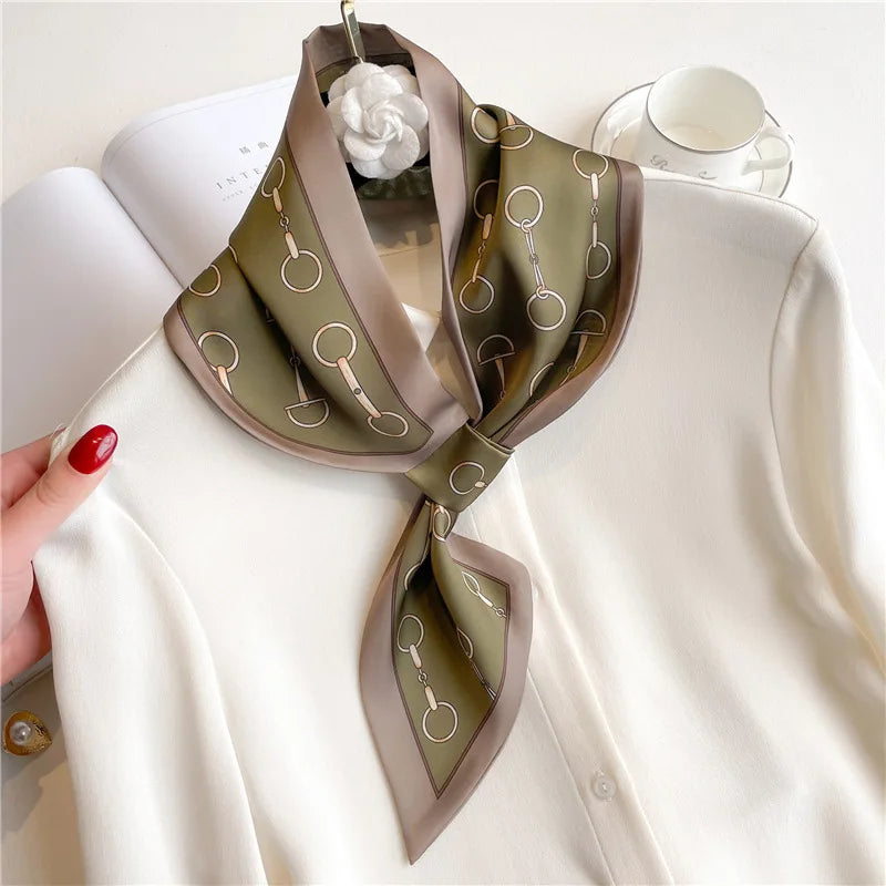 Printed Narrow Neckerchief Scarf with Pointed Tie Ends