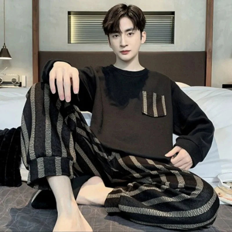 Men's Graphic Long Sleeve Top and Pants Pajama Set