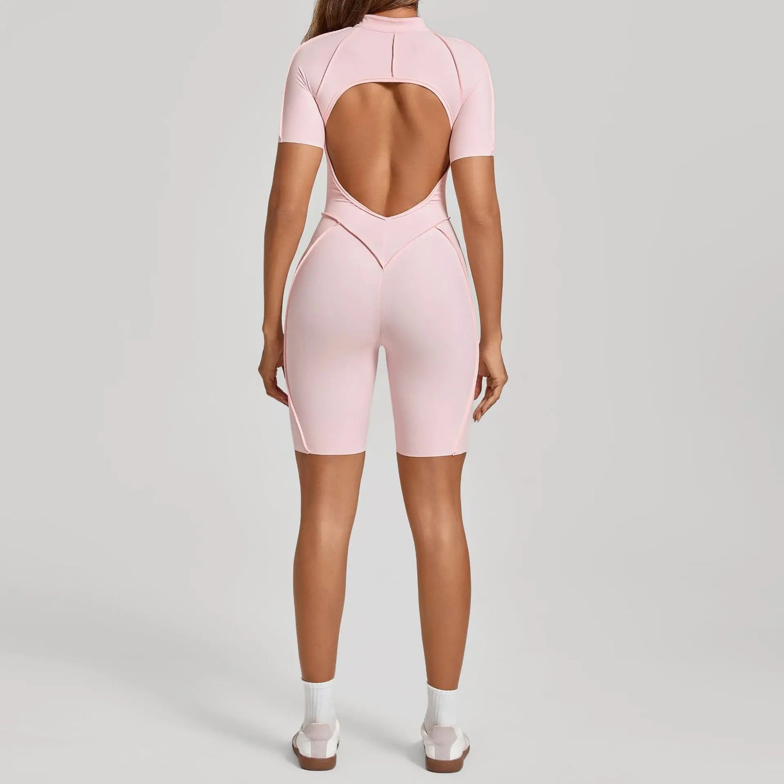 Women's Zip Front Contour Seam Workout One Piece in Long and Short Styles