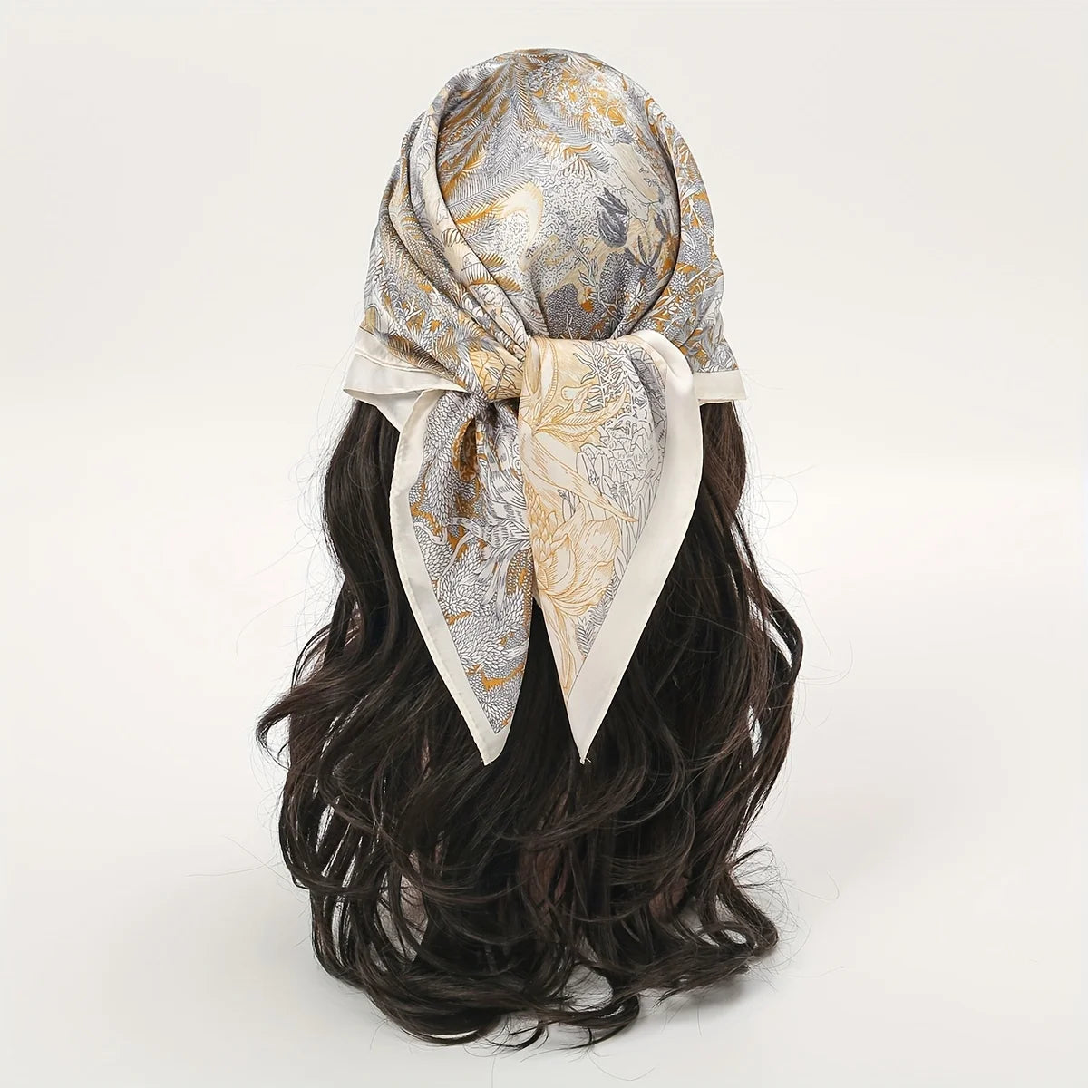 Floral Print Square Scarf for Head and Neck Styling