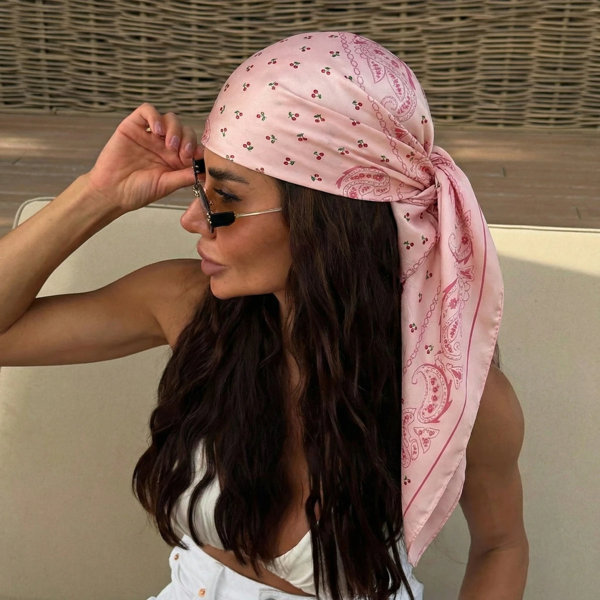 Polka Dot Square Scarf for Hair and Neck Styling