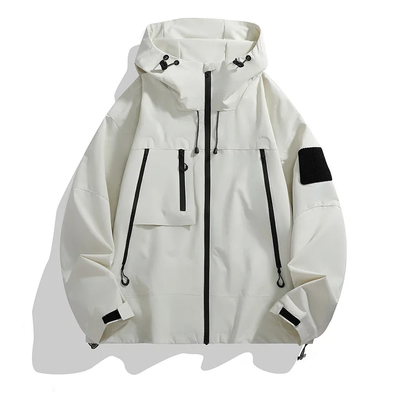 Hooded Long Sleeve Full Zip Outdoor Hiking Jacket with Pockets