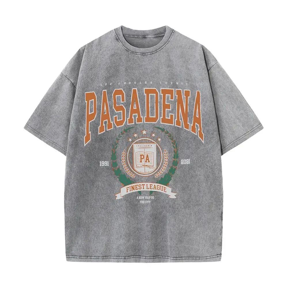 Summer Unisex Washed Cotton T-shirt with Fashionable Design and Printed Top Loose and Worn Round Neck Streetwear