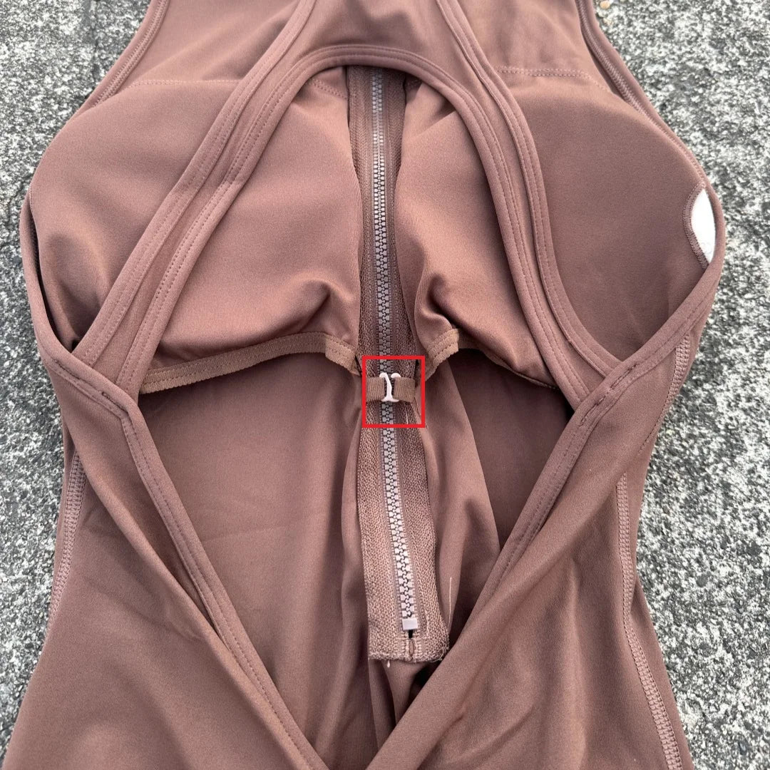 Women's Zip Front Nylon Blend Workout Romper with Stand Collar and Racerback