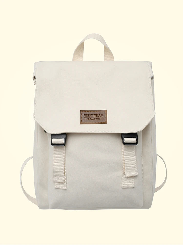 Canvas Flap Backpack with Buckle Detail for School and Daily Carry