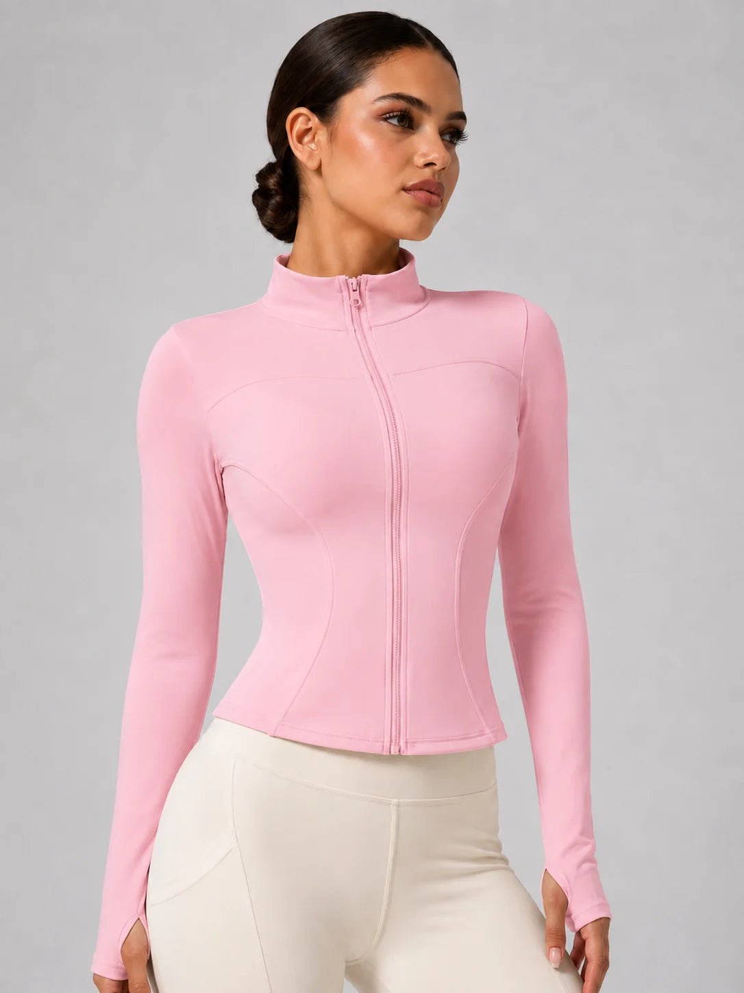 Women's Full-Zip Yoga Jacket with Thumbholes