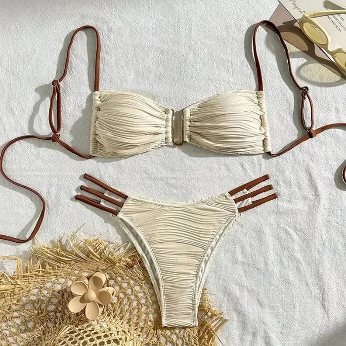 Striped Ruched Bikini
