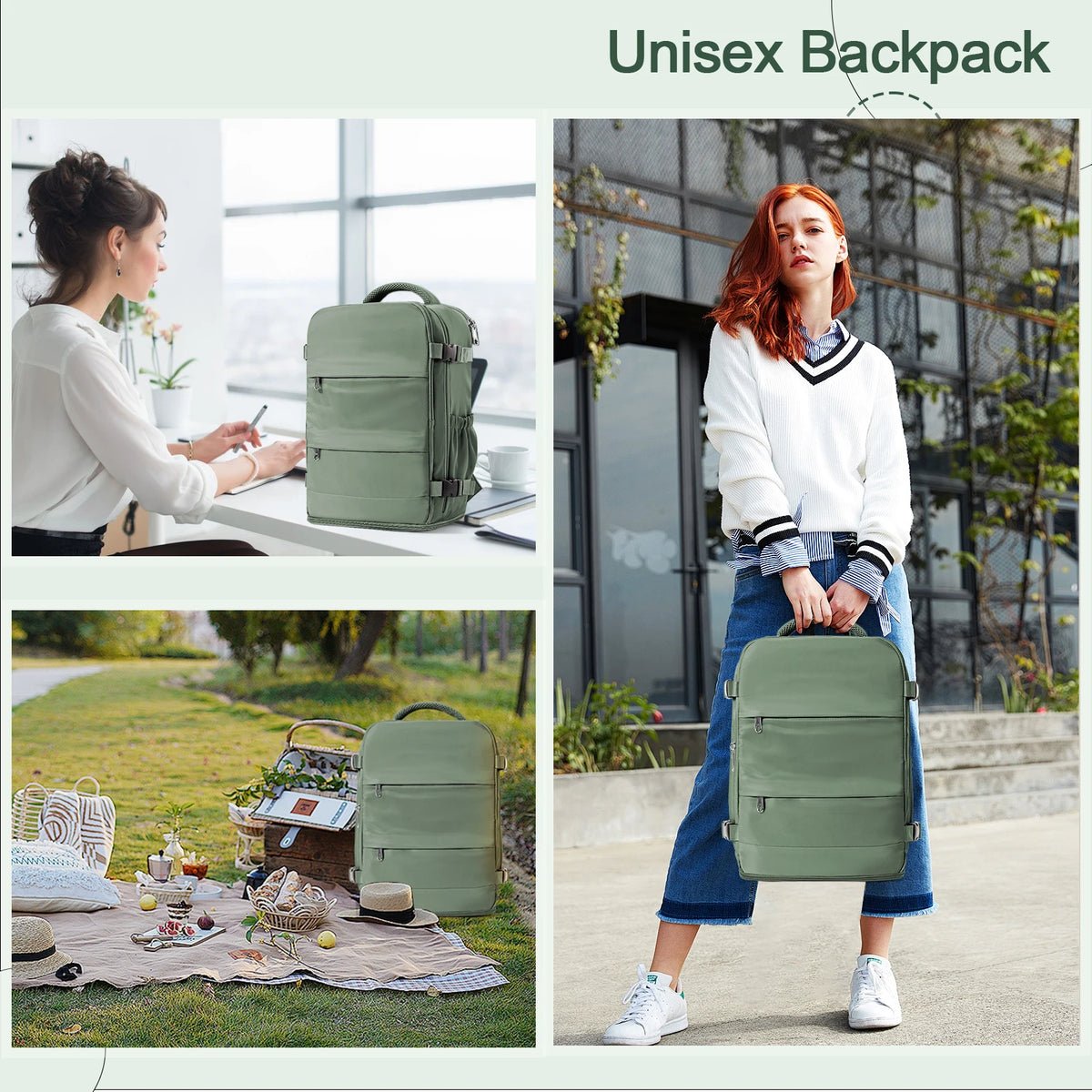 Rectangular Travel Backpack with Front Opening and Shoulder Straps