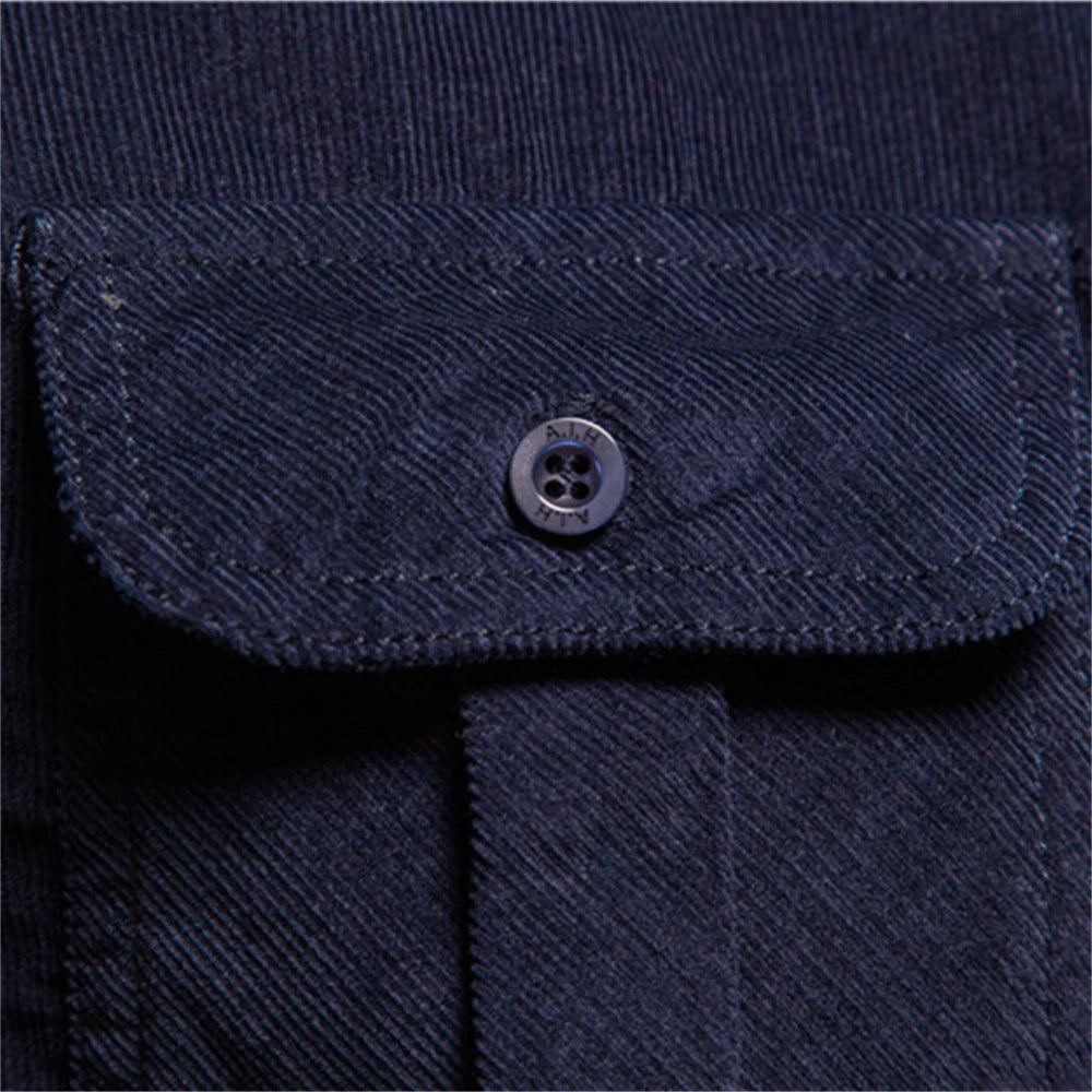 Men's Cotton Long-Sleeve Button-Front Shirt