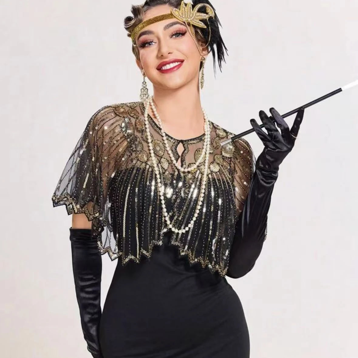 Sequined Fringe Capelet for Layering over Dresses and Tops