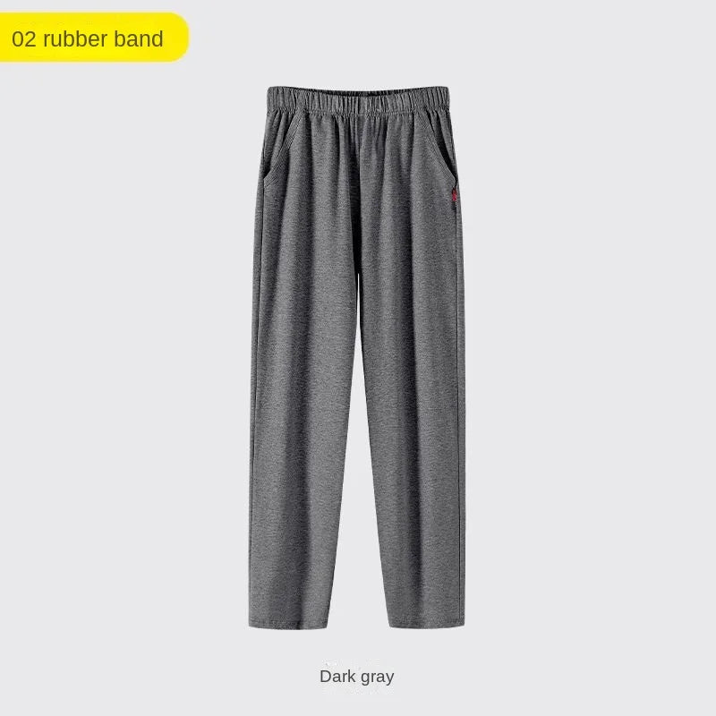 Men's Solid Pocket Elastic Waist Straight Leg Lounge Pajama Pants