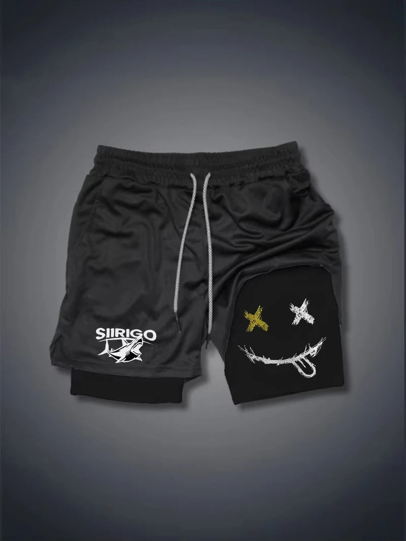 Men's Smiley Graphic Double Layer Shorts