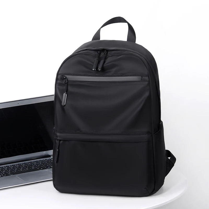 Solid Colour Student Backpack with Front Zippers and Carry Handle